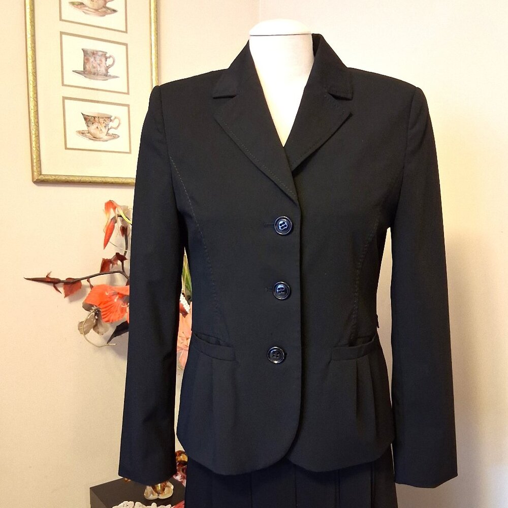 Preowned FRANK WALDER Women's High Quality Lined Black Blazer Jacket Size 38